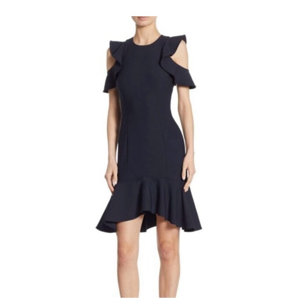 Cinq a Sept Mid length ruffle cocktail dress